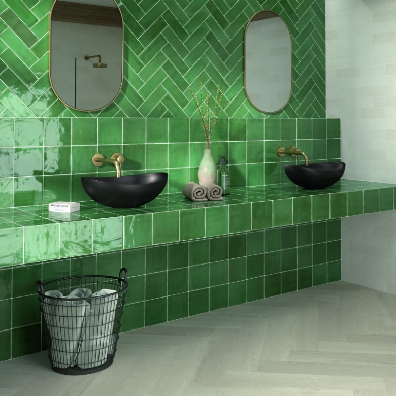 Salle de bain verde